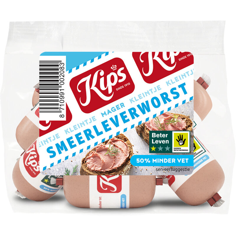 Kips Smeerleverworst kleintje mager 6 pieces à 20 grams - The Dutch Snackshop