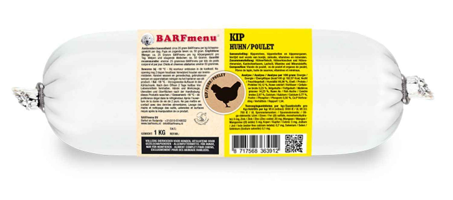 BARFmenu Kip Hondenvoer - 1kg
