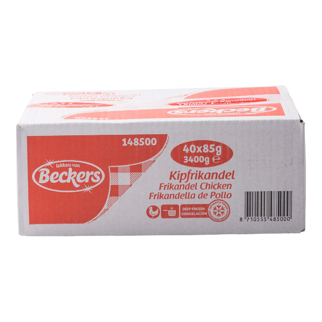 Beckers Kippenfrikandel Halal doos 40 x 85 gram