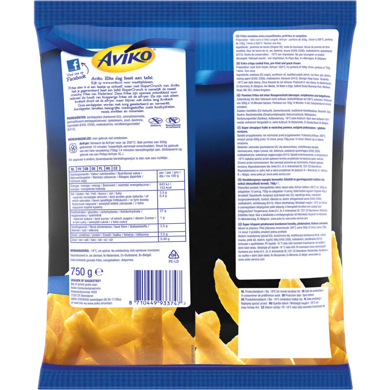 Aviko Supercrunch airfryer pommes frites 750 grams - The Dutch Snackshop