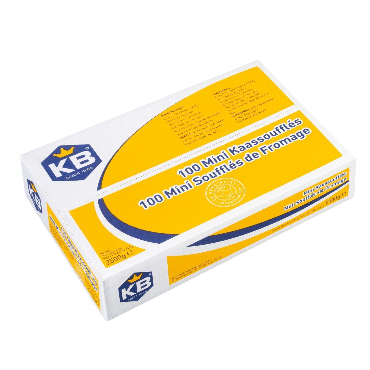 KB - Mini kaassoufflés - 100 pieces à 25 grams - The Dutch Snackshop