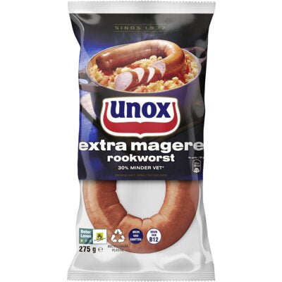 Unox extra magere rookworst 275gr - The Dutch Snackshop