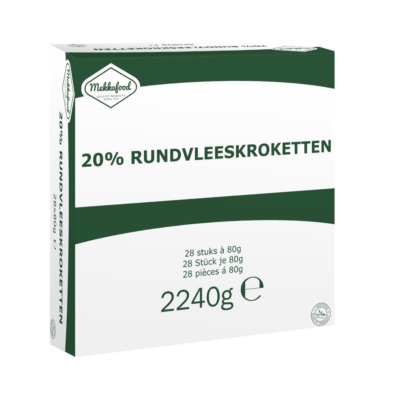 Mekkafood - Rundvleeskroketten 20% vlees (Halal) - 28 pieces à 80 grams - The Dutch Snackshop