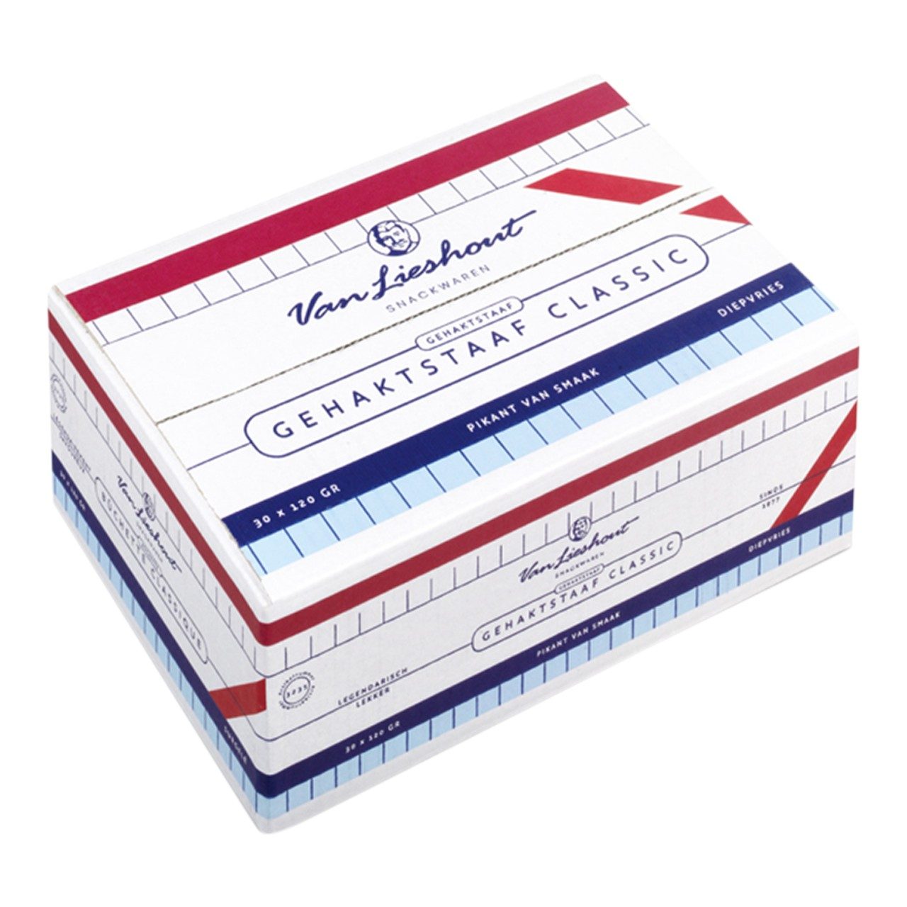 Van Lieshout - Gehaktstaaf classic - 30 pieces à 120 grams - The Dutch Snackshop