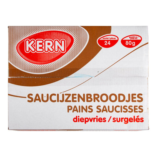 Kern - Saucijzenbroodje gebakken Doos 24 stuks x 72,08 gram - The Dutch Snackshop