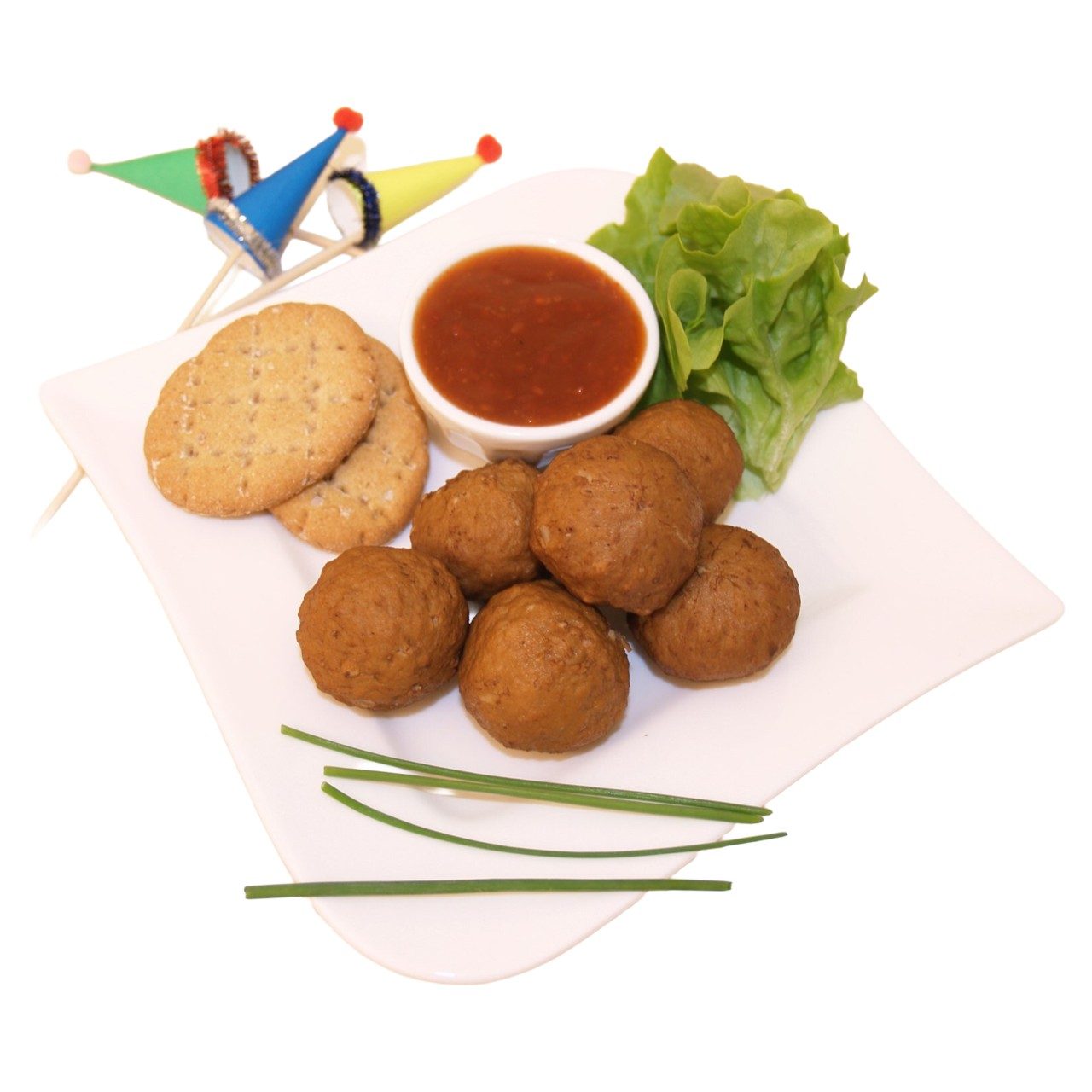 Mekkafood Gehaktballetjes kip serveersuggestie