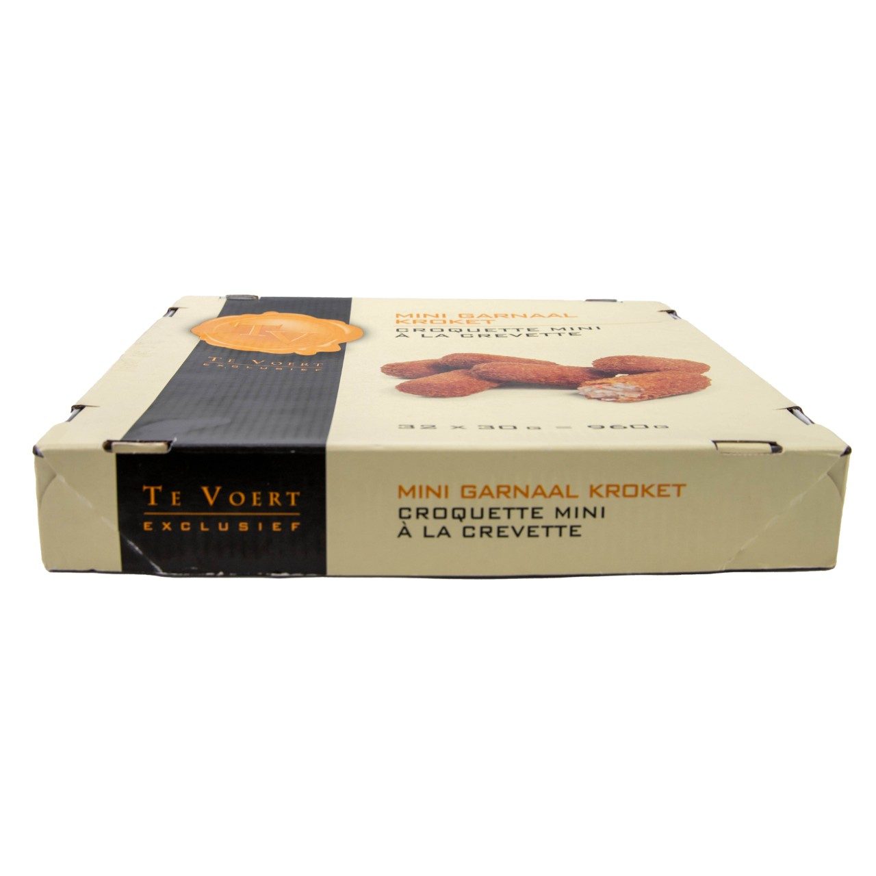 Te Voert Garnaal Mini Kroket doos zijkant 32 x 30 gram